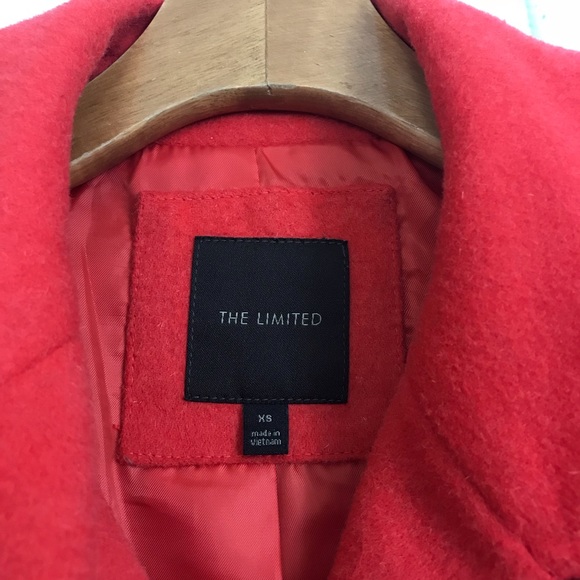 The Limited Wool Pea Coat Orange Coral Jacket XS - Picture 3 of 8